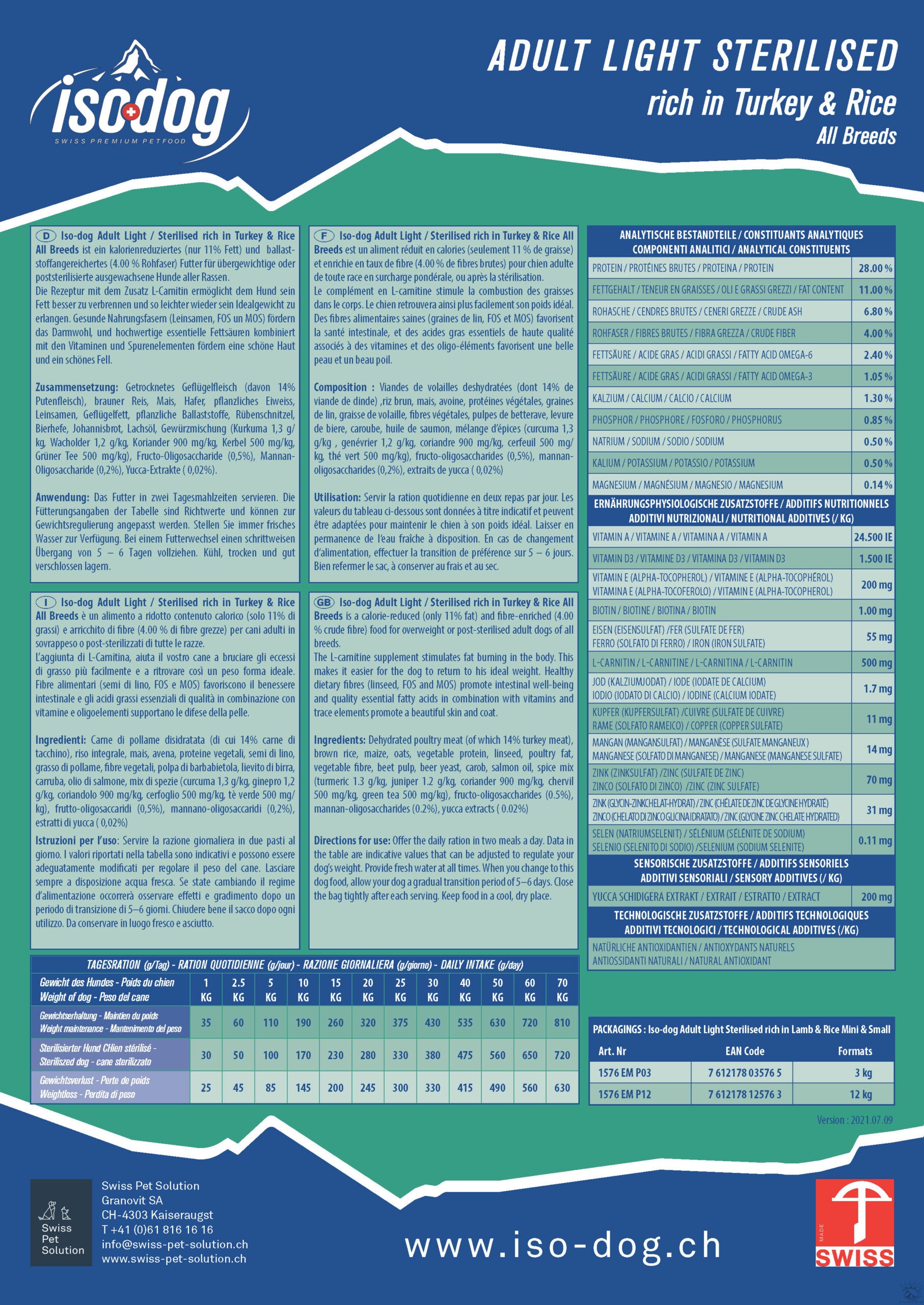 Iso-dog ADULT LIGHT -STERILISED Turkey & Rice – Image 3