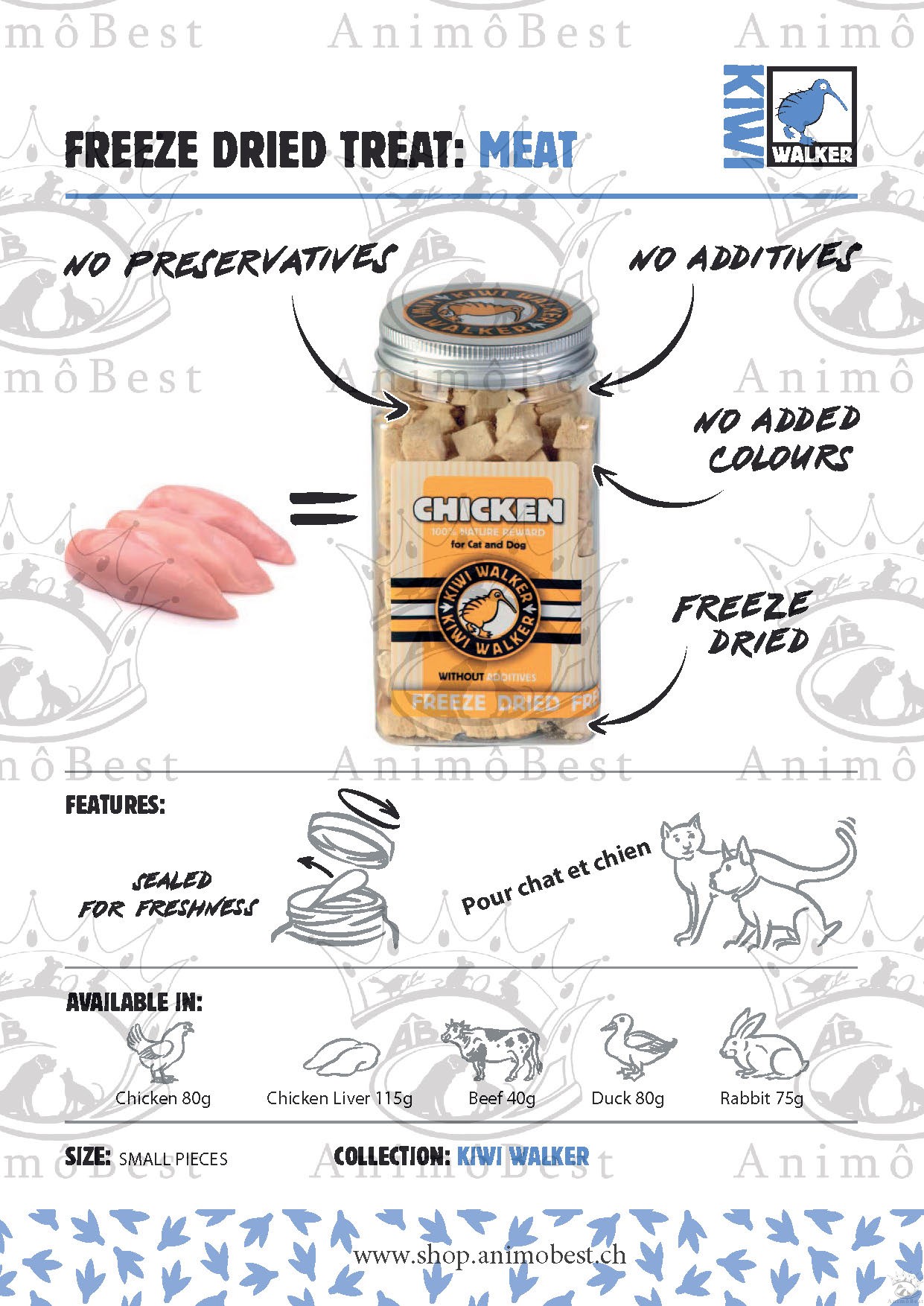 Friandise Lyophilisée Kiwi Walker POULET 80g – Image 2