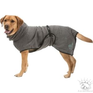 Peignoir de bain pour chien, en tissu éponge, gris