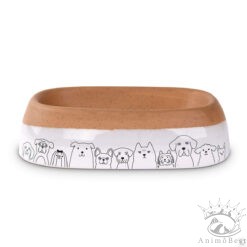 Freezack Bol en céramique pour chiens et chats brun​/​blanc (300ml)