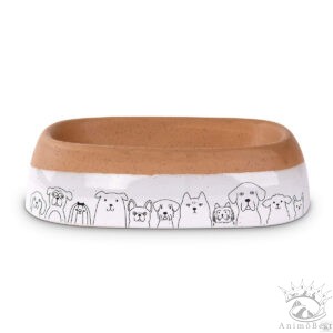 Freezack Bol en céramique pour chiens et chats brun​/​blanc (300ml)