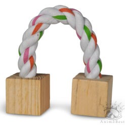 Jouet pour petits animaux blocs en bois et corde, 20 cm